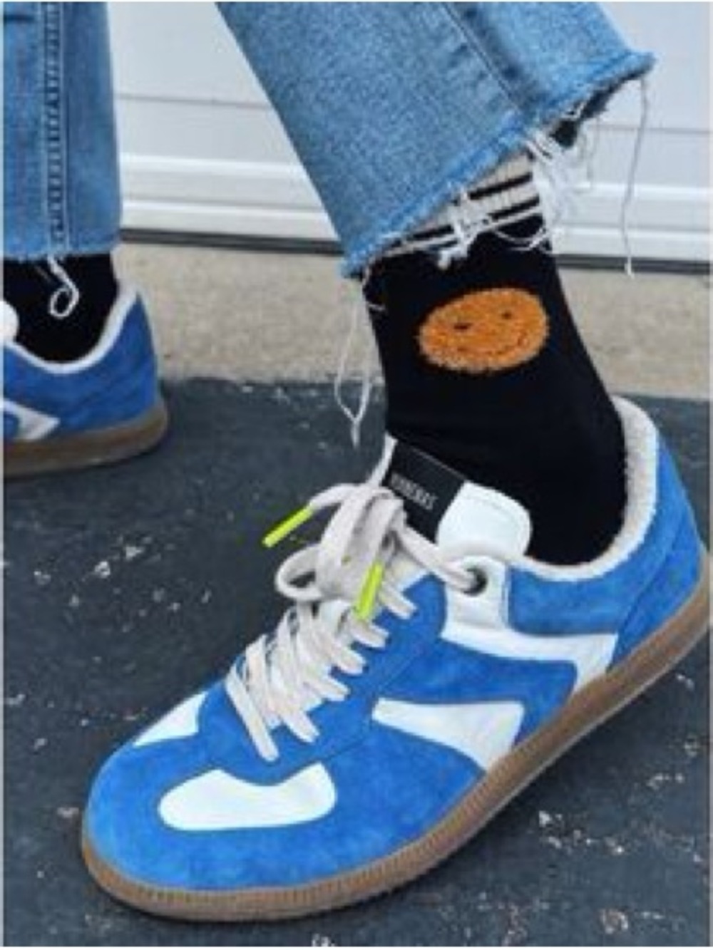 Blue and White Women's Suede Sneakers - Casual Street Style